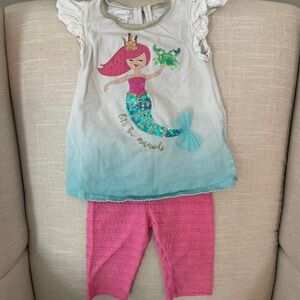 Mud Pie Girls Mermaid Tunic & Legging Set Sz 24M/2T